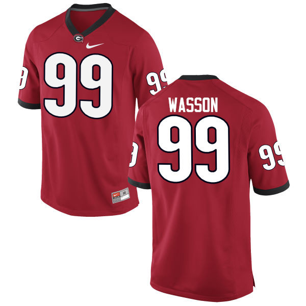 Men Georgia Bulldogs #99 Mitchell Wasson College Football Jerseys-Red - Click Image to Close
